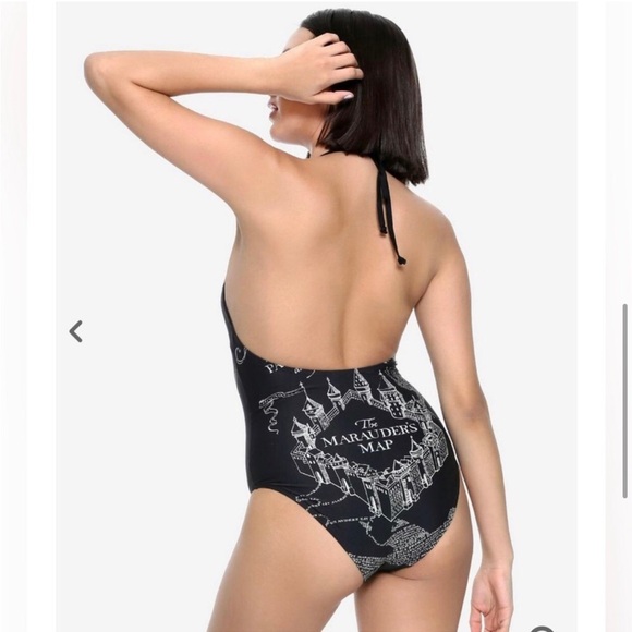 Hot Topic Harry Potter Swimsuit Black and White Size Med Midnight Marauder’s - Picture 11 of 12